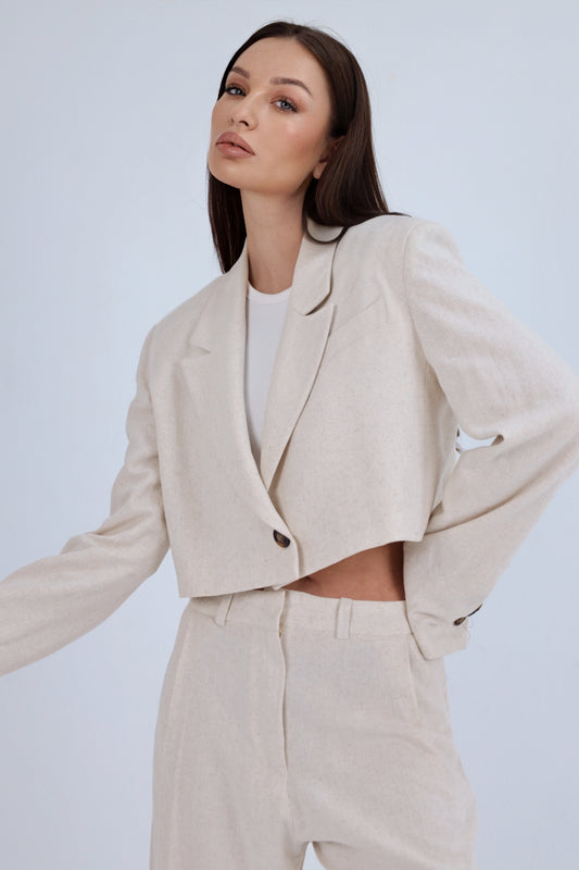 Daddy's cropped blazer in beige