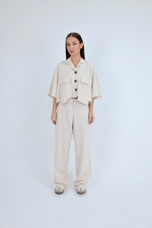 Boxy shirt in beige