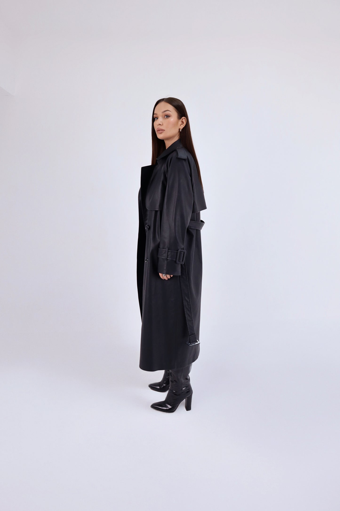 Leather Black Trench Coat