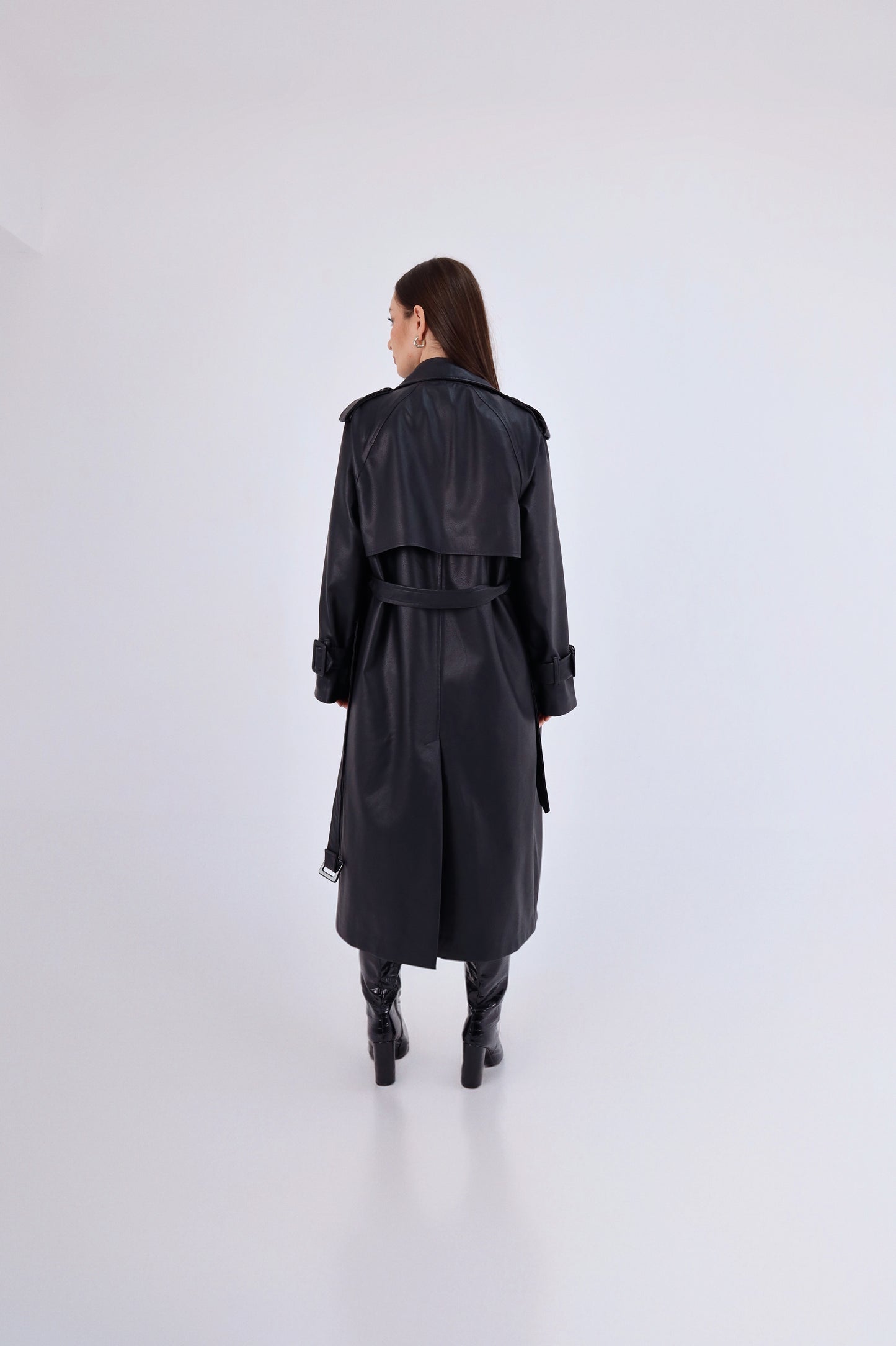Leather Black Trench Coat
