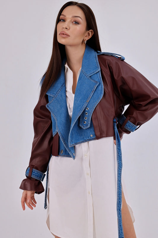 Burgundy x Denim Jacket