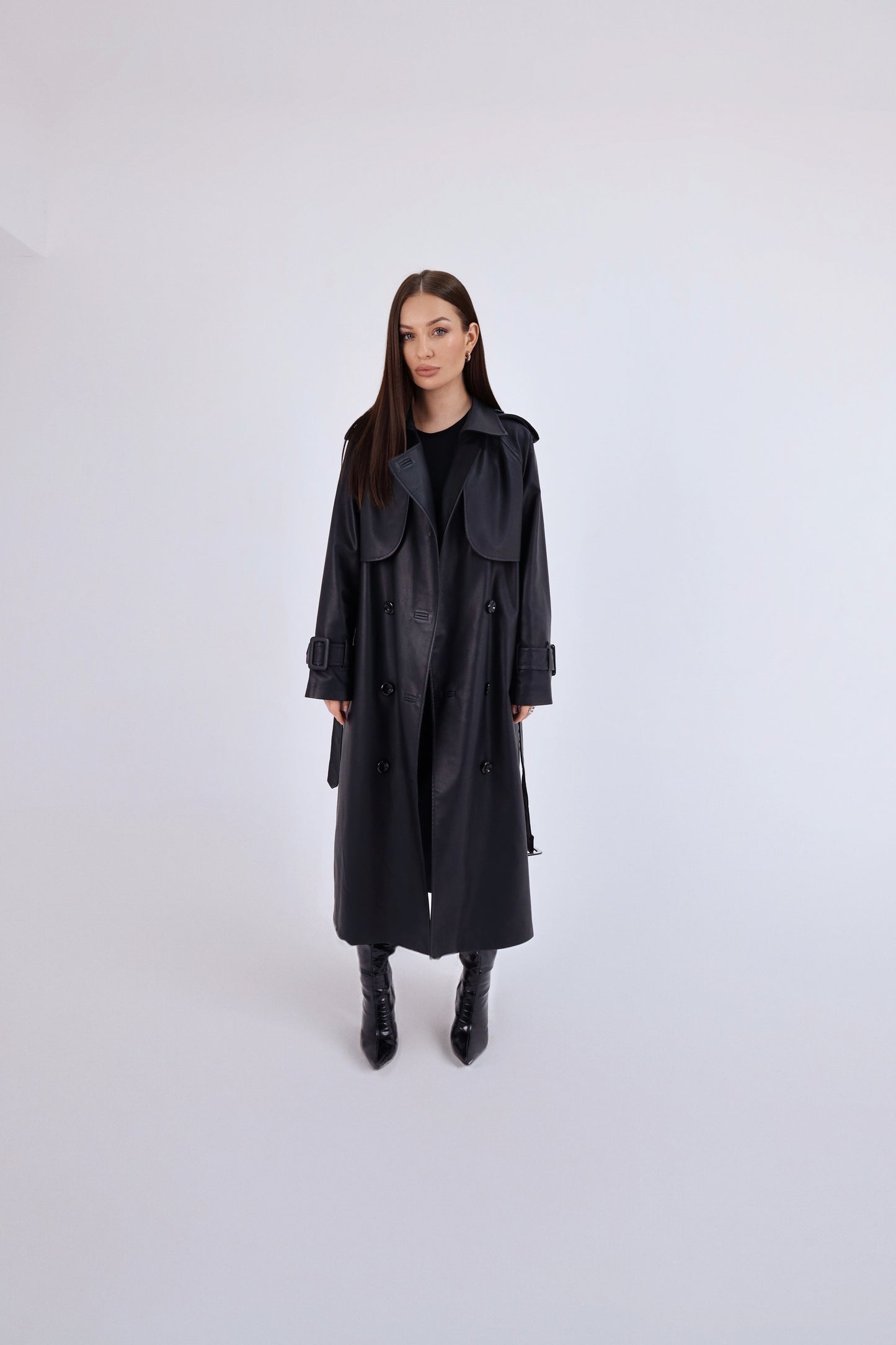 Leather Black Trench Coat
