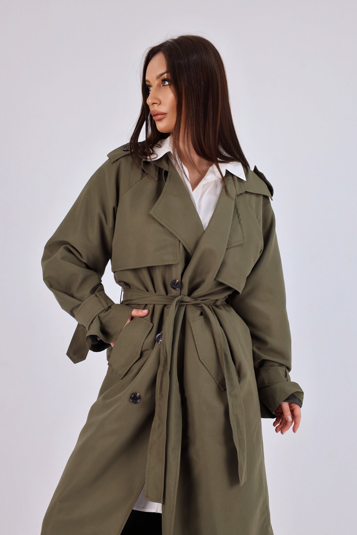 Tailored Olive Trench Coat