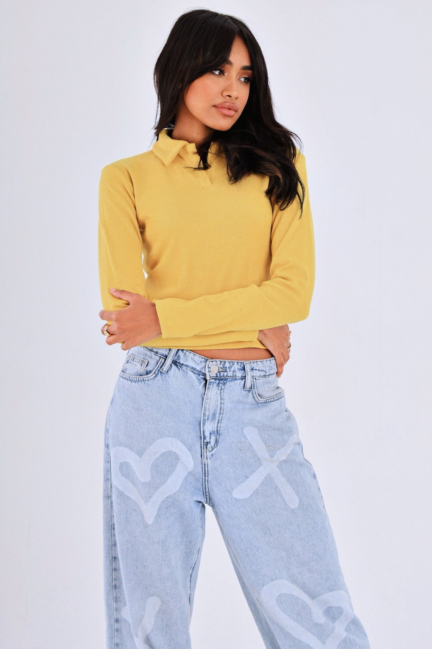 Long sleeves ribbed top